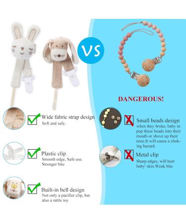 2-Pack Organic Cotton Pacifier Chain - Versatile Strap for All Pacifiers & Toys - Cute Rabbit & Dog Designs for Babies (0-36 Months) - Buy Online on GoSupps.com