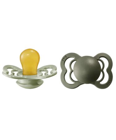 BIBS Supreme Baby Pacifier 2-Pack | Made in Denmark | BPA Free Dummy Soother Symmetrical Nipple. Natural Rubber Latex Size 1 (0-6 Months) Sage / Hunter Green - Buy Online on GoSupps.com