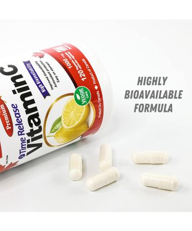 Nutridom Time-Release Vitamin C 1000mg Vegan Non-GMO Gluten free Soy free and Dairy free (120 Veggie Capsules) - Buy Online on GoSupps.com