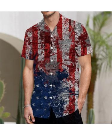 Men's Patriotic American Flag 4th of July Button Down Shirt - Black, Medium - Buy Online on GoSupps.com