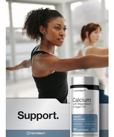 Horb ach Calcium Magnesium D3 | 180 Coated Caplets | Supports Bone Density | Supplement for Men and Women | Vegan Non-GMO Gluten Free - Buy Online on GoSupps.com