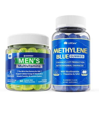 LILICARE Mens Multivitamins Gummies + Methylene Blue Gummies for Human