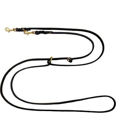 Dogeleine Fat Leather Brass Leash for Small & Large Dogs - Adjustable 2m to 5m Double Linen Black (5m x 8mm) - Buy Online on GoSupps.com