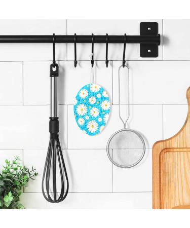 3-Pack Cleaning Kitchen Sponges Oval Daisy Flower Blue Kitchen Cellulose Dishwashing Wood Pulp Cotton - Buy Online on GoSupps.com
