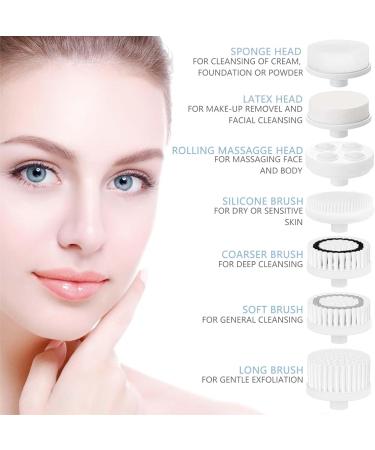 Rechargeable Facial Cleansing Spin Brush Set - 7 Exfoliating Heads | CLSEVXY Spa System for Gentle Microdermabrasion & Deep Cleansing - Buy Online on GoSupps.com