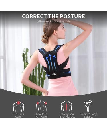 Hameisen Posture Corrector for Women and Men - Upper Back Straightener with Strong Elastic Straps and Double Support Bars for Improved Posture and Pain Relief - Black | Size L - Buy Online on GoSupps.com