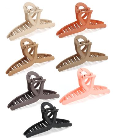 7 Pcs Large Hair Claw Clips for Thick Hair 4.5 in Basic Style Hair Clips for Women Must Have Neutral Colors Pack of Hair Clips Classic Colors Set of 7