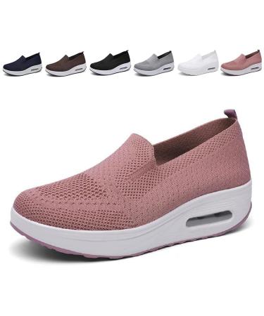 Women's Orthopedic Sneakers Slip-On Light Air Cushion Orthopedic Sneakers Women Casual Walking Sneaker Orthopedic Arch Diabetes Support 2023 (Pink 7.5) Pink 5 Narrow