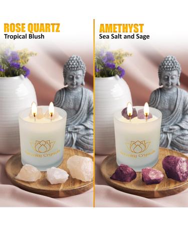 Serenity Crystals Candle Infused with Rose Quartz/Tropical Blush for Relaxation - Buy Online on GoSupps.com
