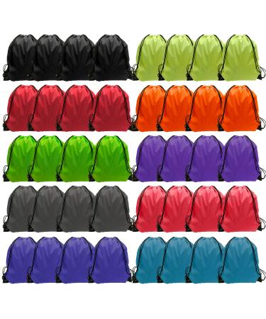 Drawstring Backpack 40 Pcs Cinch Bags Drawstring Bags Bulk Nylon Draw String Sport Bag 10 Colors 10 Colors 40