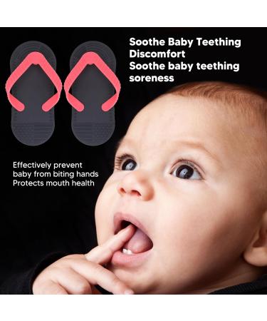 Silicone Flip-Flop Baby Bite Ring - Reusable Teething Toy for Gum Relief & Emotional Calm | Black - Buy Online on GoSupps.com