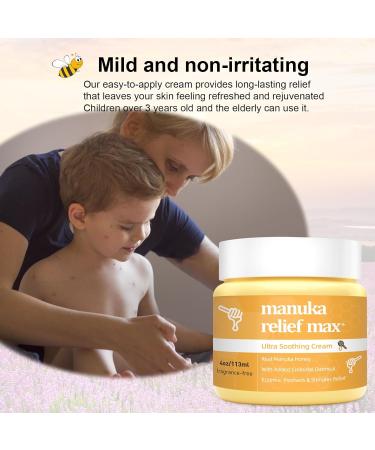 Manuka Honey Cream for Eczema Psoriasis Relief - Tinea Versicolor, Itchy Feet, Butt & Scalp - Bee Sting Bites Treatment - 4 Fl Oz Pack - Buy Online on GoSupps.com