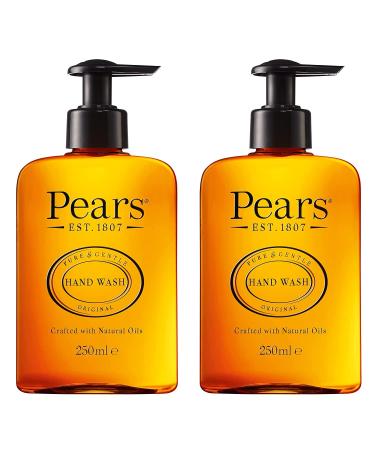 Pears Pure & Gentle with Natural Oils Hand Wash | 98% Pure Glycerin Soap and Moisturizing Liquid Hand Soap for Dry Hands with Natural Essential Oils | Pack of Two | 250 ML Natural Oils 8.45 Fl Oz (Pack of 2)