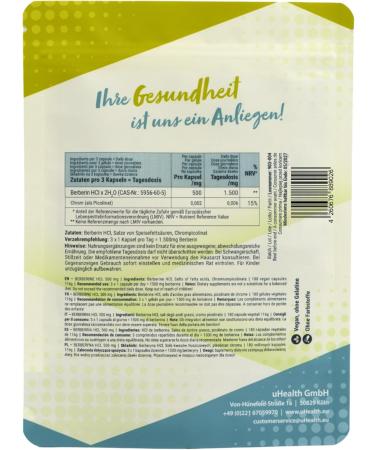  YOUR HEALTH BERBERIN HCL 500 mg vegetable capsules with chromium 360 capsules (pack of 2) - Buy Online on GoSupps.com