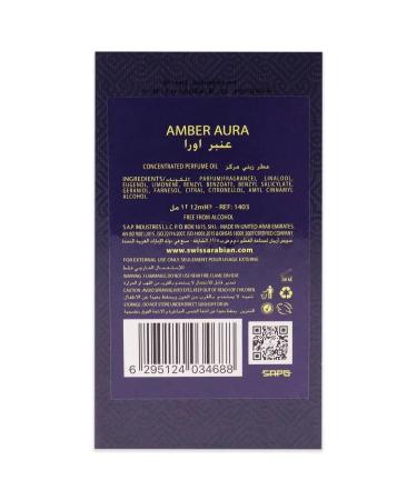 Swiss Arabian Amber Aura For Unisex - Luxury Fragrance Products From Dubai - Long Lasting Personal Perfume Oil - A Seductive Exceptionally Made Signature Aroma - Luxurious Scent Of Arabia - 0.4 Oz - Buy Online on GoSupps.com