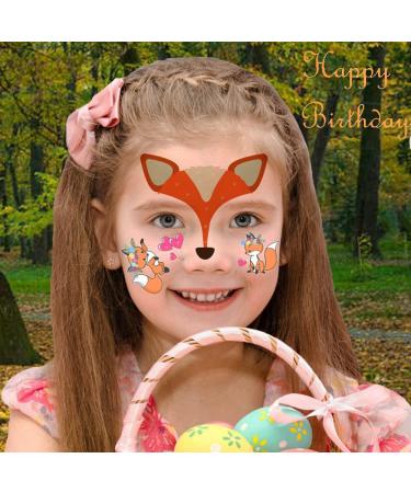 Animal Face Temporary Tattoos Stickers for Kids - 12 Sheets, Water Transfer, Birthday Party Supplies & Festival Favors - Perfect for Makeup and Skin Decor - Buy Online on GoSupps.com