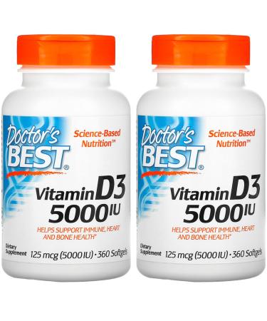 Doctor's Best (2 Pack) Vitamin D3 125 mcg (5000 IU) 360 Softgels