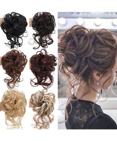 Shop #18H10 Platinum Blonde & Strawberry Blonde Hair Part Hair Ties for Messy Bun Updos | Curly Wavy Hair Extensions - Buy Online on GoSupps.com
