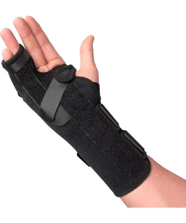 Ezy Wrap Boxer Orthopedic Wrist Brace for Women & Men - Medium Right Hand Support Brace with Finger Splints for Metacarpal Fracture, Sprain, or Swelling - Comfortable Black Hand Wrap - Buy Online on GoSupps.com