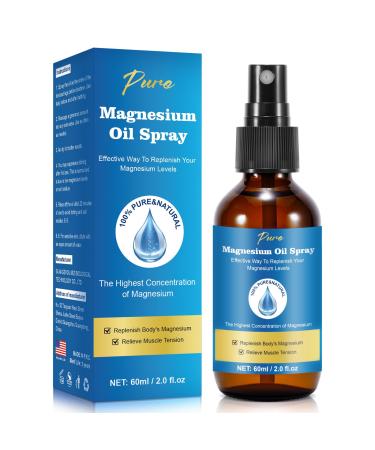 CtoCone Pure Magnesium Oil Spray,Magnesium Spray,Magnesium Oil for Feet, Magnesium Glass Bottle,2 fl oz/60ml, Easy to Absorb and Use