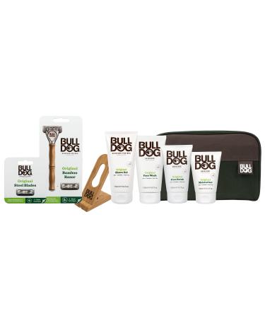 BULLDOG Skincare for Men Ultimate Original Skincare & Shaving Bundle (With Bamboo Razor Stand & Green Wash Bag) Ultimate Skincare