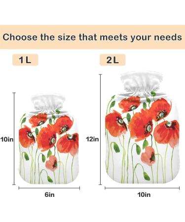 NAANLE Heat Bottle - Poppy Flower Design | 1L Hot Water Bottle for Menstrual Cramps Pain Relief & Heat Therapy - Buy Online on GoSupps.com