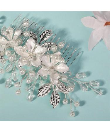 Handmade Flower Hair Comb Bride Wedding Hair Clips Headwear Hair Accessories For Women 1pc - Buy Online on GoSupps.com