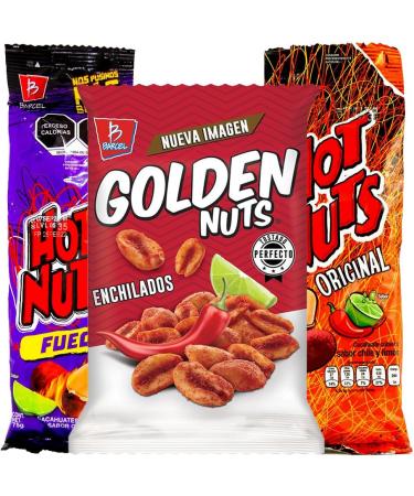 Nuts Bundle / Mexican Nuts Snack Variety Hot Nuts Fuego Golden Nuts and Hot Nuts Spicy Peanuts - Buy Online on GoSupps.com