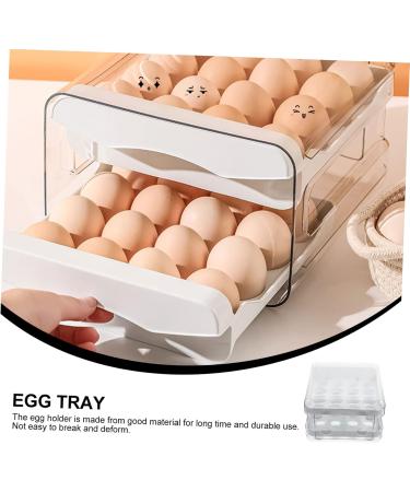 Uonlytech Egg Storage Box Eggs Drawer Thickened Egg Tray Wear-resistant Egg Tray Accessories Multifunction White 21.5x22.5x14cm - Buy Online on GoSupps.com