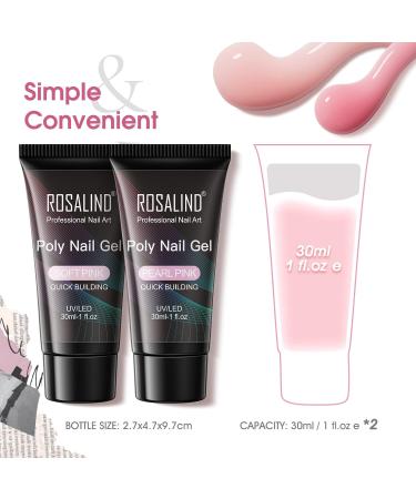 Rosalind Pink Poly Nail Gel - 2PCS 30ml Quick Building Acrylic Nail Extension Gel for Beginners & Professionals | UV LED Soak Off DIY Nail Set - Buy Online on GoSupps.com