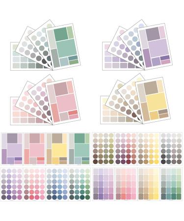 16 Sheet Dots & Square Sticker Colorful Decorative Adhesive Sticker  Decoration Labels for Arts  DIY Crafts  Album  Bullet Journal Supplies  Planner  Scrapbook  Card/Gift Wrapping (Four Theme Colors) Dots&Square