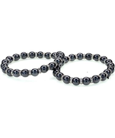Set of 2 Womens Magnetic Hematite Bracelets with Rhinestones by PURPLE WHALE - Arthritis Pain Relief, Healthy Blood Circulation Gemstones - Buy Online on GoSupps.com