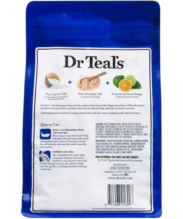 Dr. Teals Pink Himalayan Epsom Salt Soak (3lbs) - Bergamot & Orange Essential Oils, Relieves Stress - Buy Online on GoSupps.com