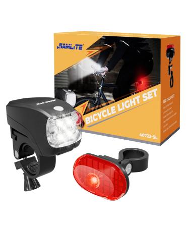 SAMLITE Best Brightest LED Bike Light Set for Kids & Adults, Super Bright Bicycle Headlight, Free Tail Light Included, Water Resistant Bike Light, Easy to Install, Multiple Modes for Cycling Safety