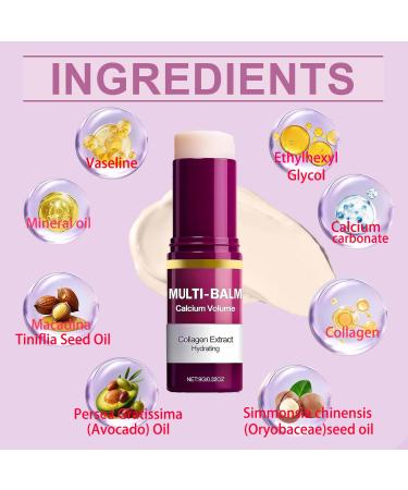 2 Pcs Calcium Multi Balm Calcium Volume Multi Balm Korean Collagen Moisturizing Stick for Anti-Aging Hydrating & Firming Treatment with Vitamin E Suitable for Eyes Face Neck All Skin Types - Buy Online on GoSupps.com