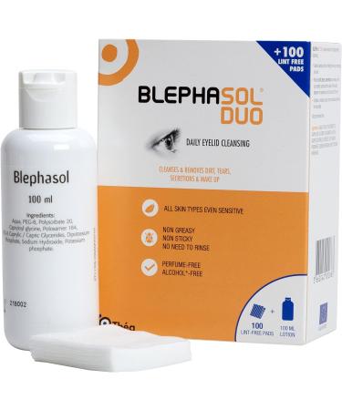 Blephasol Duo 100ml Micellar Eyelid Cleansing Lotion + 100 Lint-Free Pads | Gentle Makeup Removal for Inflamed & Sensitive Eyes | Alcohol & Soap-Free - Buy Online on GoSupps.com
