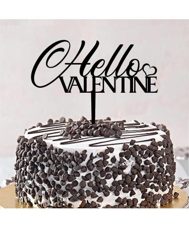 Hello Valentine Cake Topper Sweet Love Theme Birthday Cupcake Topper for Party Jubilee Decoration Supplies Fabulous Cute Cupid's Arrow Heart Acrylic Black Style-4 - Buy Online on GoSupps.com