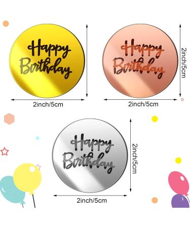 36 Pieces Acrylic Cake Disc Mirror Cupcake Toppers Happy Birthday Cake Toppers Mini Round Engraved Topper Silver Rose Gold DIY Acrylic Cake Charm Gold Charms Decorations for Cupcake Decoration - Buy Online on GoSupps.com