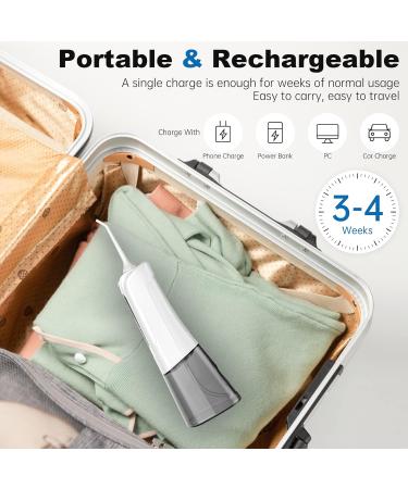 MiTdir Water Dental Flosser Oral Irrigator | 5 Jet Tips, 4 Modes, IPX7 Waterproof, 300ML Tank | Portable Cordless Teeth Cleaner - White - Buy Online on GoSupps.com