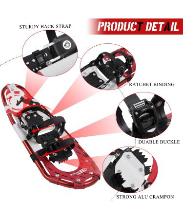 Goutone Lightweight Snowshoes for Adults - 25 Inches, White/Red, with Trekking Poles & Carrying Bag - Ideal for Hiking & Mountaineering - Buy Online on GoSupps.com