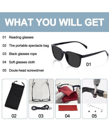 OCCI CHIARI XL Sunglasses with Readers for Men - Comfortable Sun Reading Glasses (1.25x Black) - Perfect for Large Heads - International Shipping Available - Buy Online on GoSupps.com