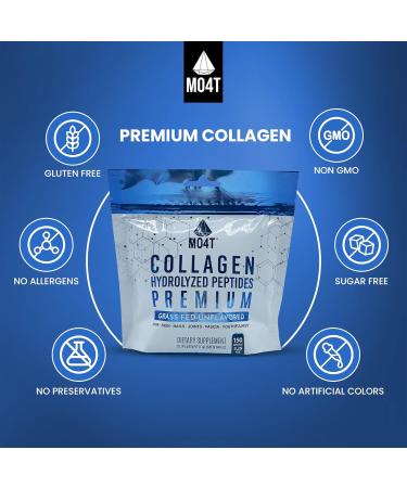 MO4T Collagen Peptides Powder - Unflavored Hydrolyzed from Grass Fed Bovine for Women & Men - Buy Online on GoSupps.com
