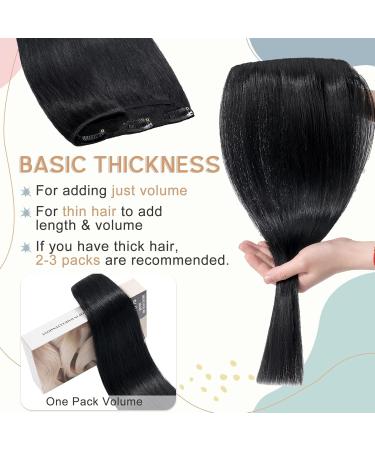 Clip-In Real Hair Extensions | Affordable #1 Black Remy Human Hair | 40cm - 45g | 5 Clips - Buy Online on GoSupps.com