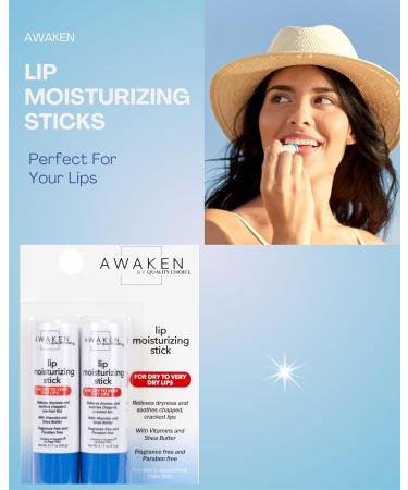 Awaken Lip Moisturizing Stick Relieves Dryness and Soothes Chapped Cracked Lips Long-Lasting Moisture Fragrance Free Paraben Free Two 0.17 oz Sticks - Buy Online on GoSupps.com