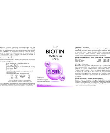 BIOTIN Line | 180 Tablets - 6 Months Treatment | Biotin + Selenium + Zinc for a Complete Mixing | 900% NRV - Buy Online on GoSupps.com