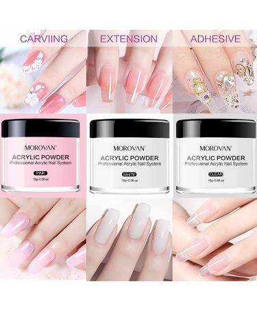 Morovan Acrylic Nail Kit - 3 Colors Powder with Nail Art Supplies for Beginners - Buy Online on GoSupps.com