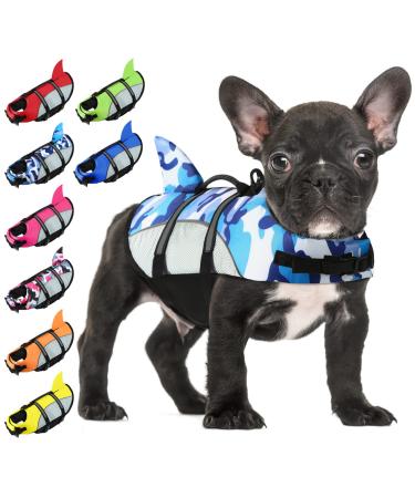 Alagirls dog life jacket swimming vest swimming life jacket for dogs life jacket for dog folding Aladlj001 Bluecamo XS XS: 33-43cm (chest circumference) blue camouflage