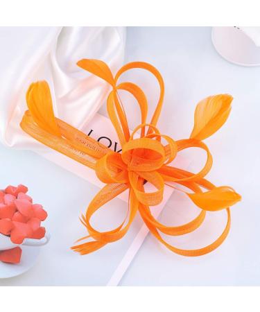 Lurrose Mesh Flower Hair Clip Fascinator Hair Pins Brooch Vintage Tea Party Hair Accessories for Women (Orange) - Buy Online on GoSupps.com