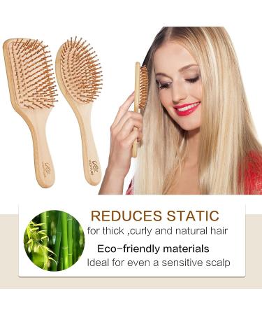 VICKYLEE 2PCS Large Natural Wooden Bamboo Hair Combs Set for Men and Women - Detangling Hairbrush with Bamboo Bristles - Reduce Frizz, Massage Scalp - Suitable for All Hair Types - Buy Online on GoSupps.com