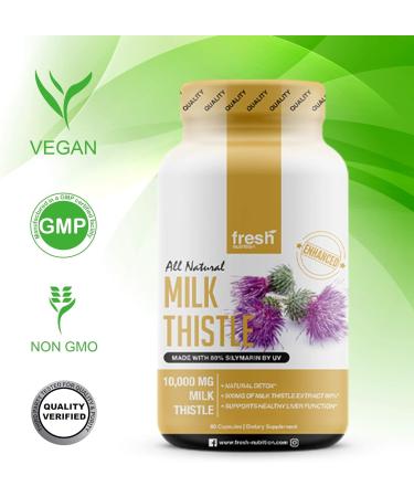 Fresh Nutrition Milk Thistle Capsules (10 000mg) 120 Count (Pack of 1) - Buy Online on GoSupps.com